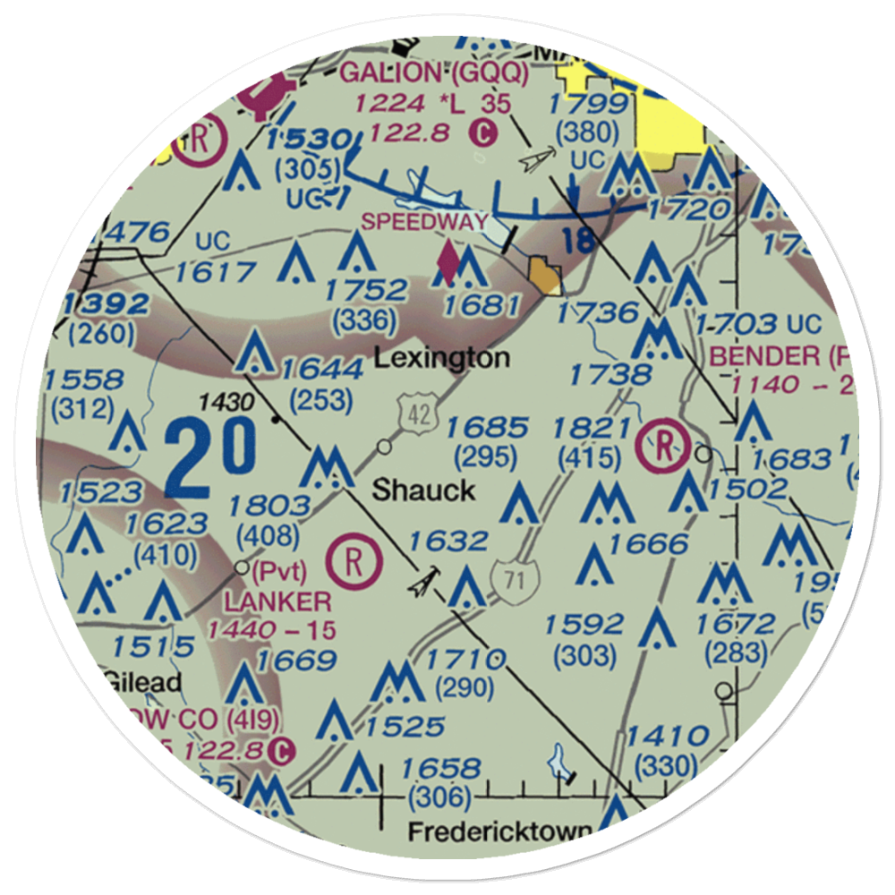 Cedar Creek Airport (2OH4) VFR Sectional Sticker (20 mile) 