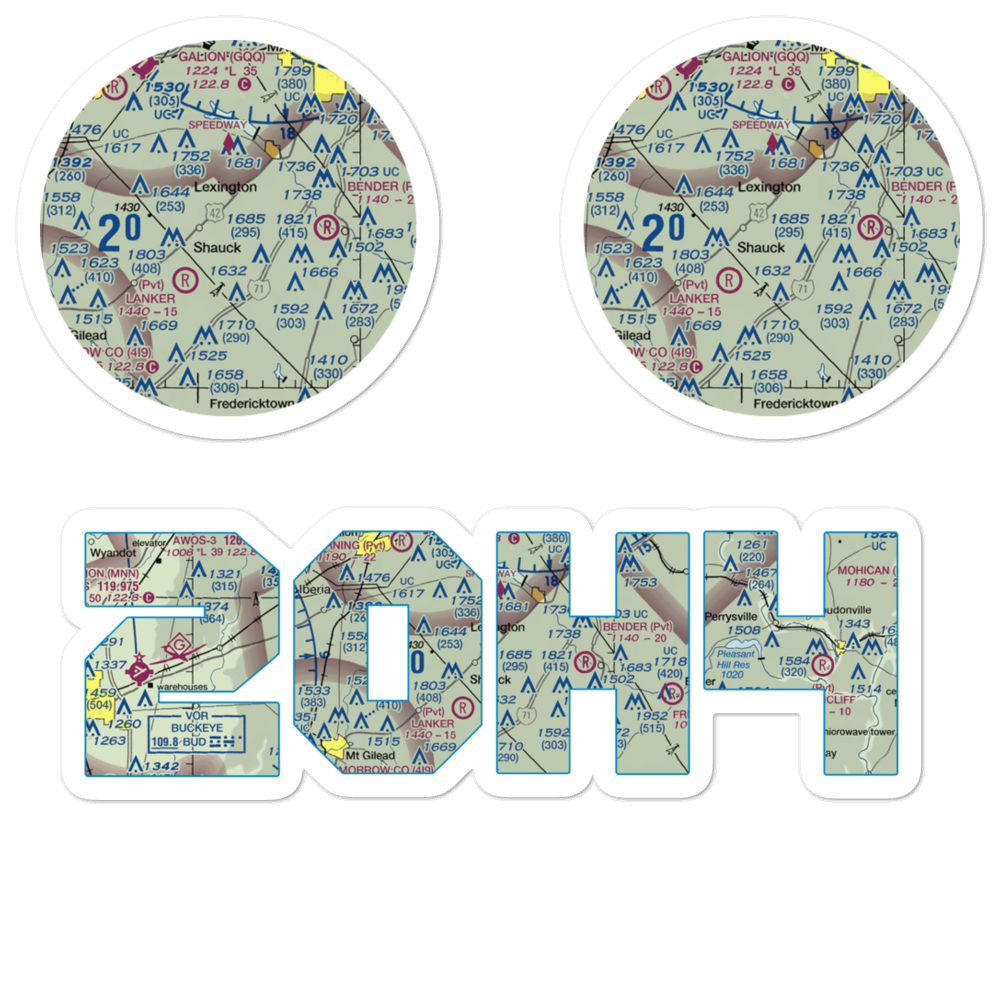 Cedar Creek Airport (2OH4) VFR Sectional Sticker Pack 