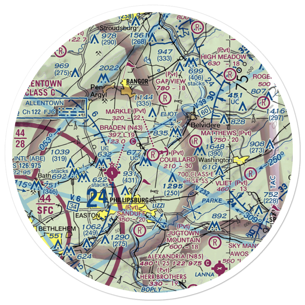 Markle Airport (2NJ6) VFR Sectional Sticker (30 mile) 