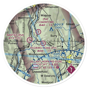 Pilgrim's Home Airfield (2NH5) VFR Sectional Sticker (20 mile)