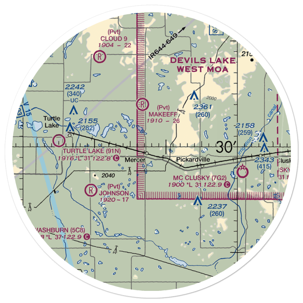 Westerlind Airport (2ND1) VFR Sectional Sticker (30 mile) 