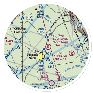 Scotland Neck East Airport (2NC7) VFR Sectional Sticker (20 mile)