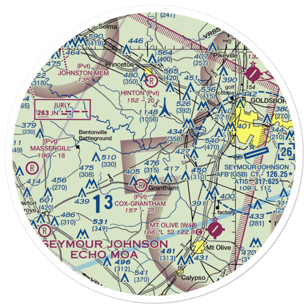 Scottbrook Farm Airport (2NC4) VFR Sectional Sticker (30 mile) 