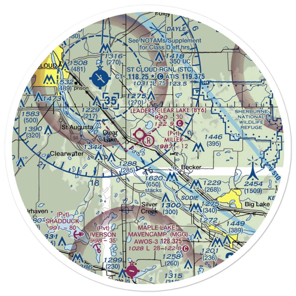 Miller Airport (2MY4) VFR Sectional Sticker (30 mile) 