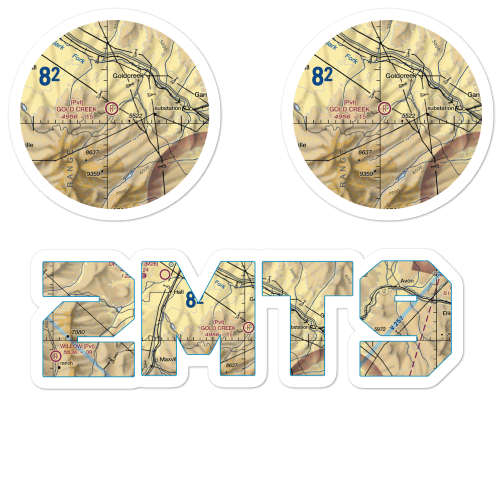 Gold Creek Airport (2MT9) VFR Sectional Sticker Pack 