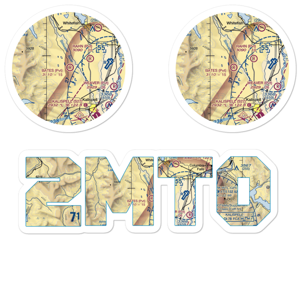 Bates Airstrip (2MT0) VFR Sectional Sticker Pack 