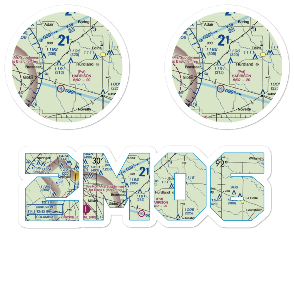 Hunziker Airport (2MO6) VFR Sectional Sticker Pack 