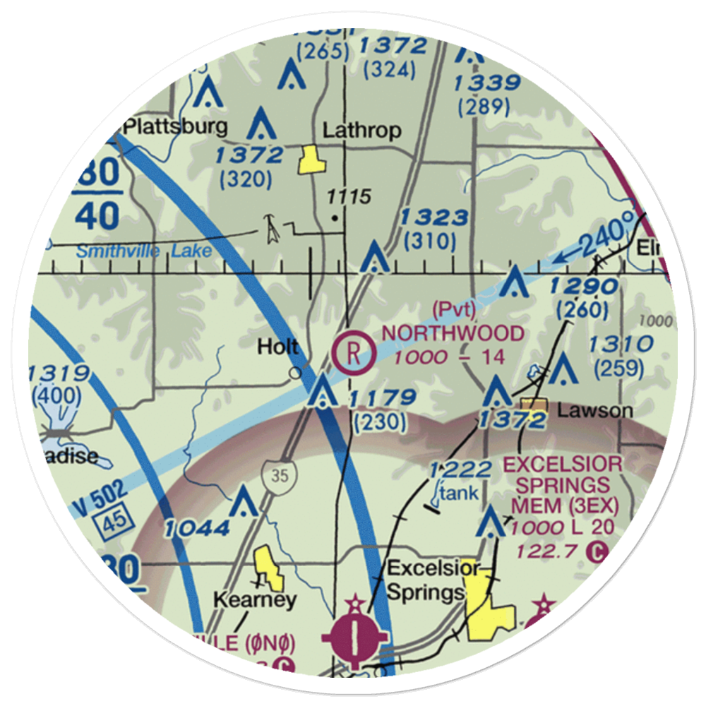 Northwood Airport (2MO2) VFR Sectional Sticker (20 mile) 