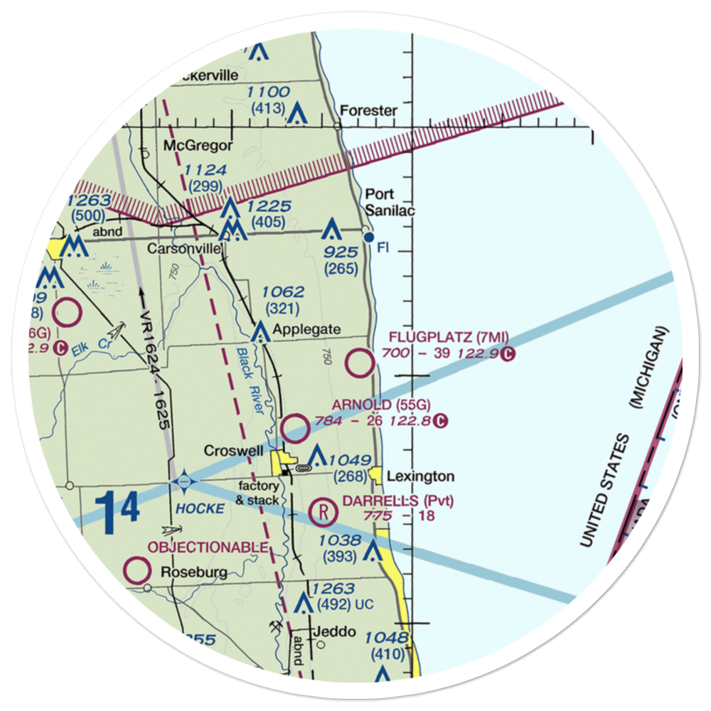 Flugplatz Airport (2MI7) VFR Sectional Sticker (30 mile) 