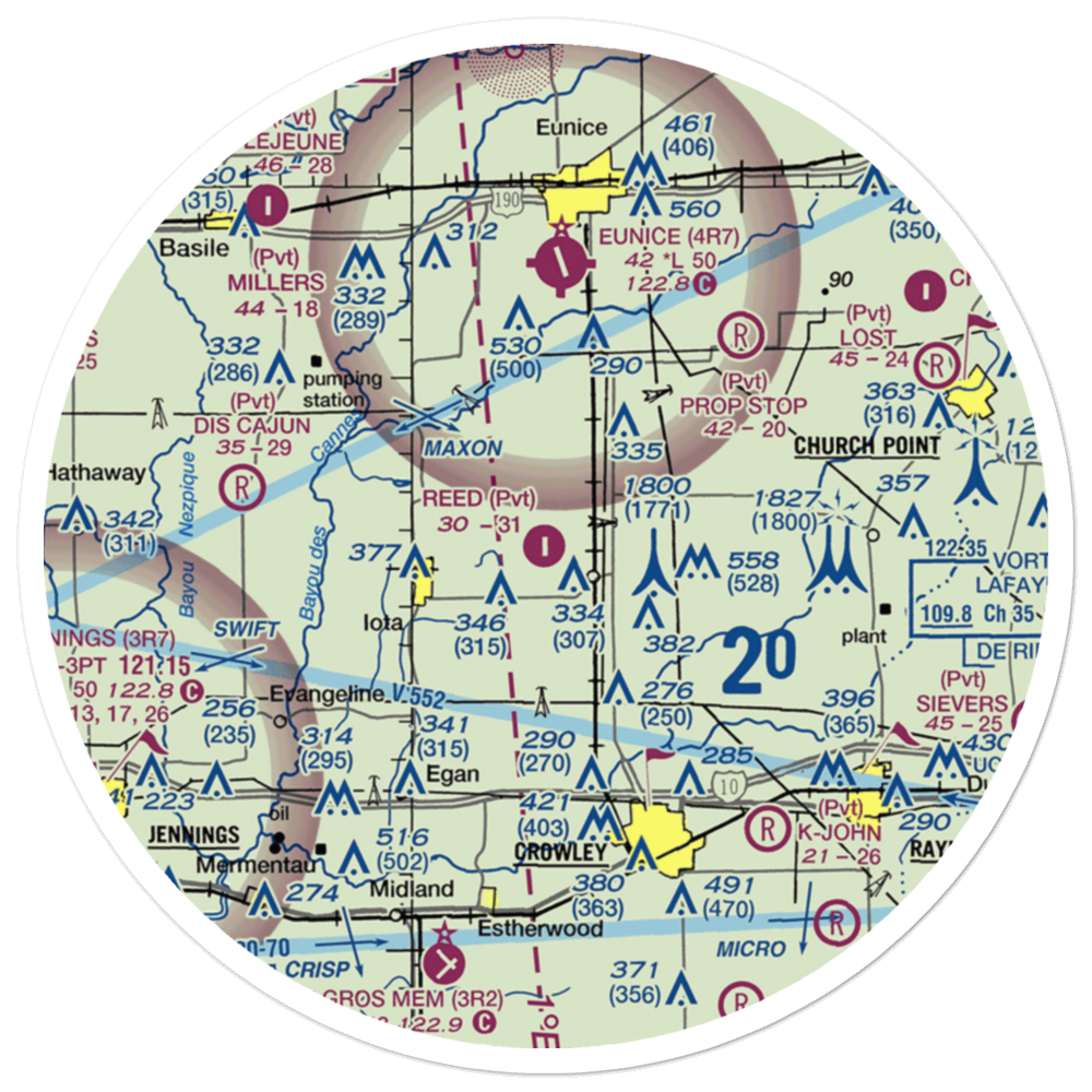 Reed Flying Service Inc Airport (2LA5) VFR Sectional Sticker (30 mile) 