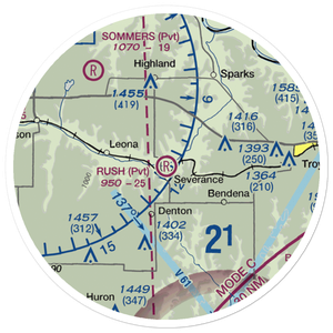 Rush Airport (2KS1) VFR Sectional Sticker (20 mile)