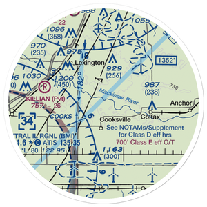 Schertz Aerial Service - Cooksville Airport (2IS9) VFR Sectional Sticker (20 mile)