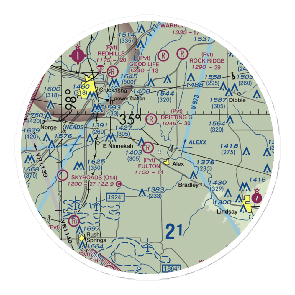 Fulton Airport (00AS) VFR Sectional Sticker (30 mile) 
