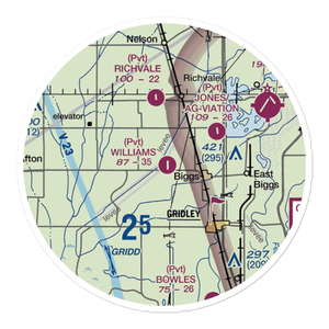Williams Ag Airport (00CL) VFR Sectional Sticker (20 mile)