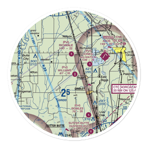 Williams Ag Airport (00CL) VFR Sectional Sticker (30 mile)