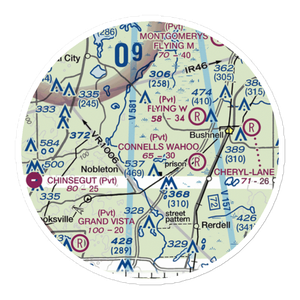 Grass Patch Airport (00FA) VFR Sectional Sticker (20 mile)