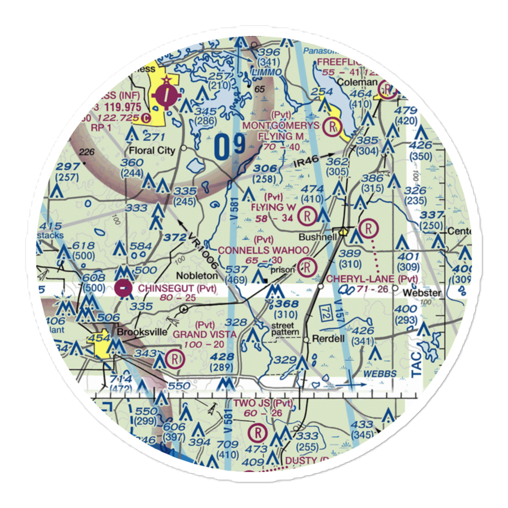 Grass Patch Airport (00FA) VFR Sectional Sticker (30 mile) 