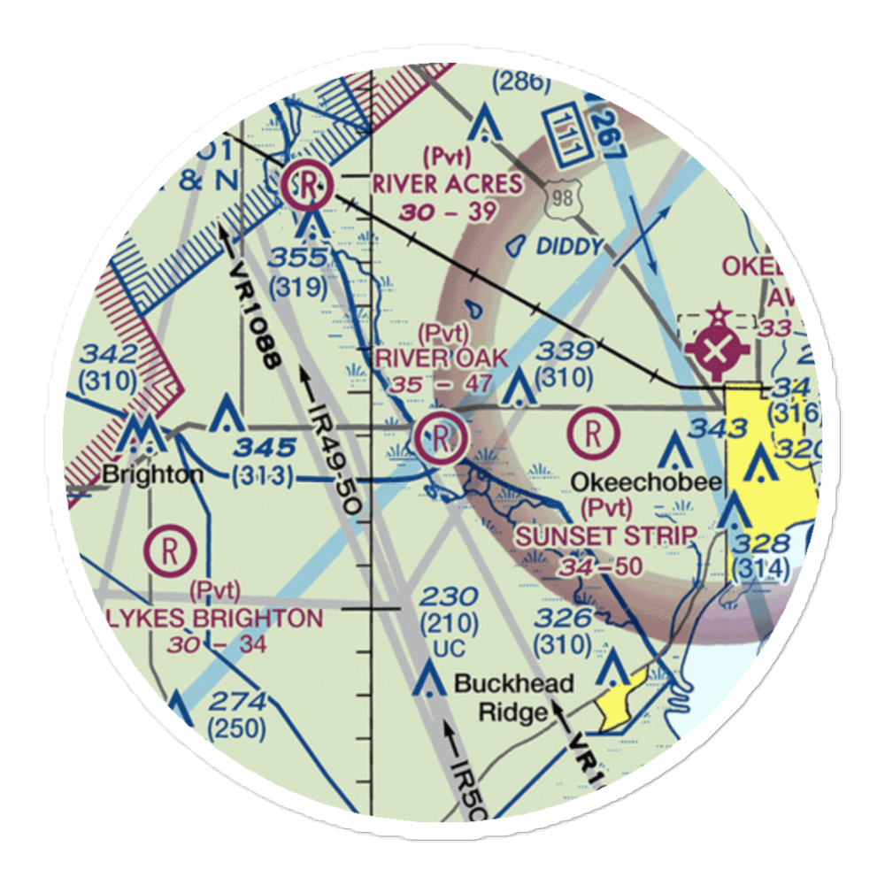 River Oak Airport (00FL) VFR Sectional Sticker (20 mile) 