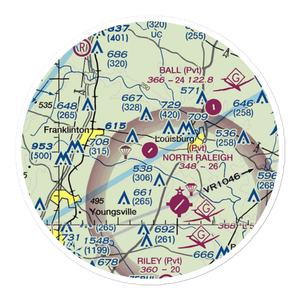 North Raleigh Airport (00NC) VFR Sectional Sticker (20 mile)