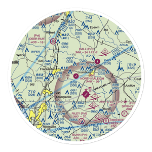 North Raleigh Airport (00NC) VFR Sectional Sticker (30 mile)