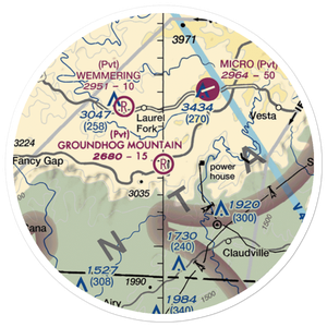 Groundhog Mountain Airport (00VI) VFR Sectional Sticker (20 mile)