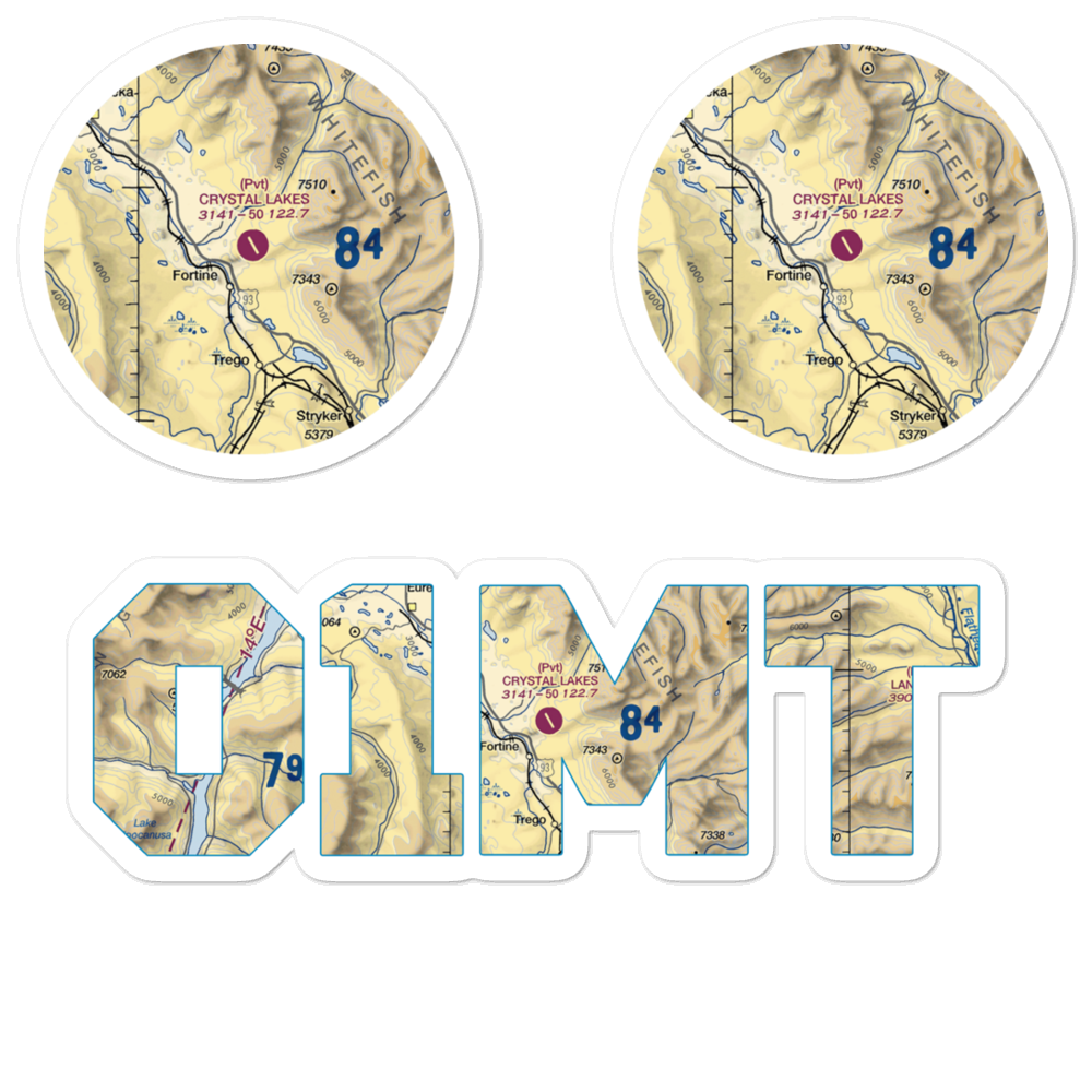 Crystal Lakes Resort Airport (01MT) VFR Sectional Sticker Pack 