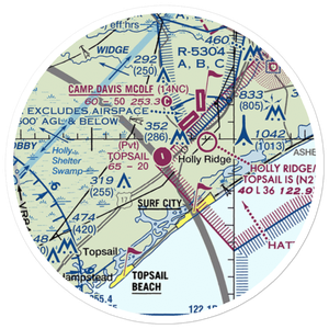 Topsail Airpark (01NC) VFR Sectional Sticker (20 mile)