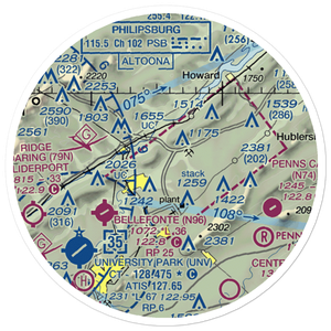 Bierly(Personal Use) Airport (01PN) VFR Sectional Sticker (20 mile)