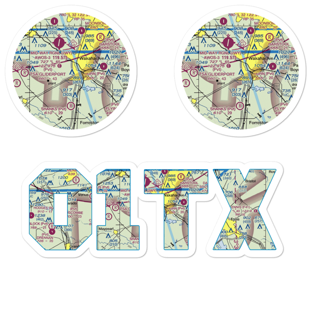 Mims Farm Ultralightport (01TX) VFR Sectional Sticker Pack 