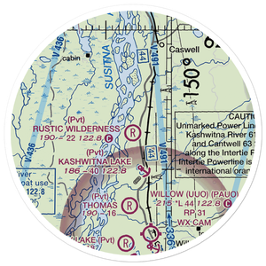 Rustic Wilderness Airport (02AK) VFR Sectional Sticker (20 mile)