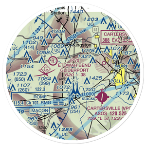 Etowah Fields Airport (02GE) VFR Sectional Sticker (20 mile)