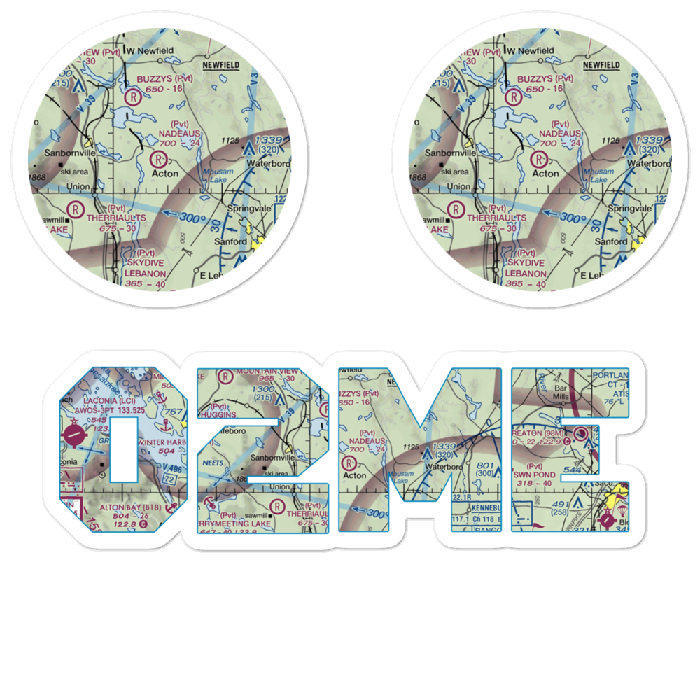 Nadeau's Airfield (02ME) VFR Sectional Sticker Pack 