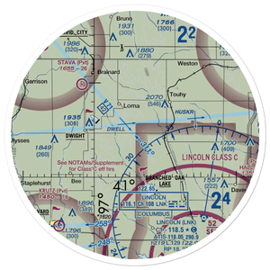 Benes Service Airport (02NE) VFR Sectional Sticker (30 mile)
