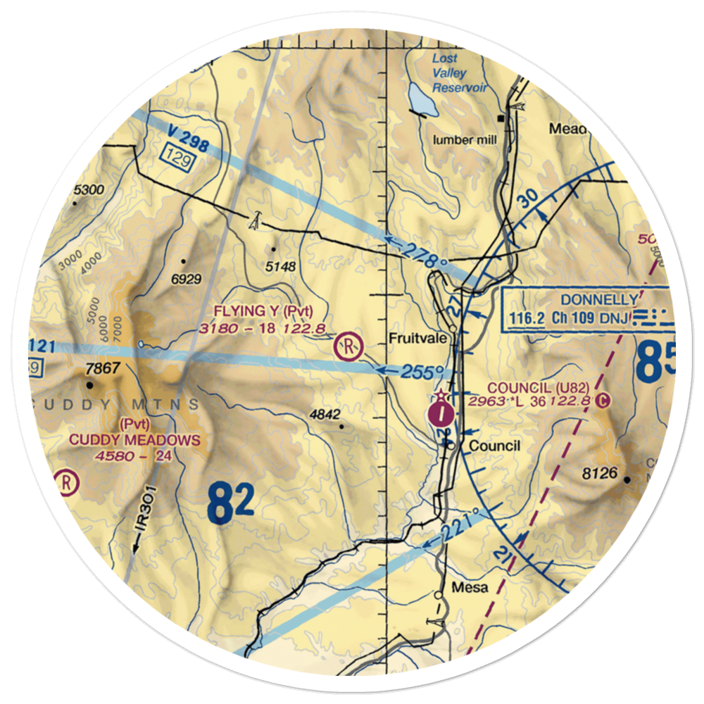 Flying Y Ranch Airport (03ID) VFR Sectional Sticker (30 mile) 