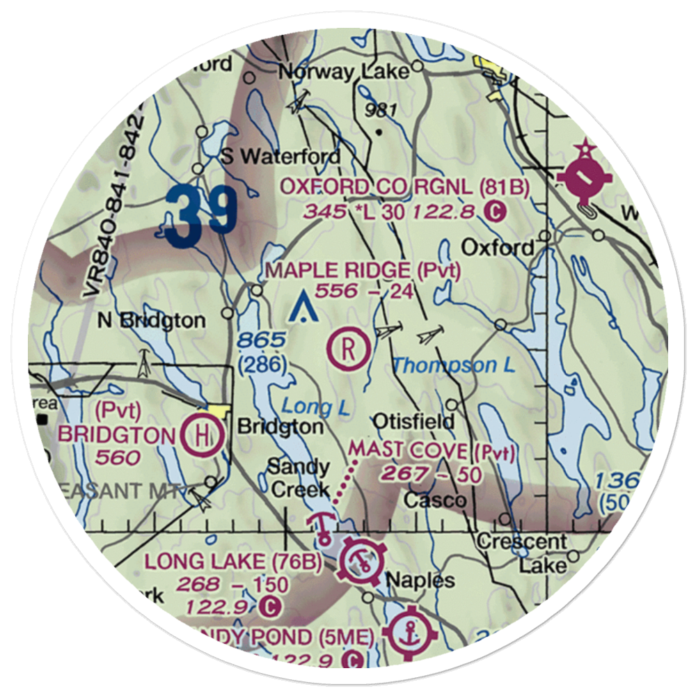 Maple Ridge Airport (03ME) VFR Sectional Sticker (20 mile) 