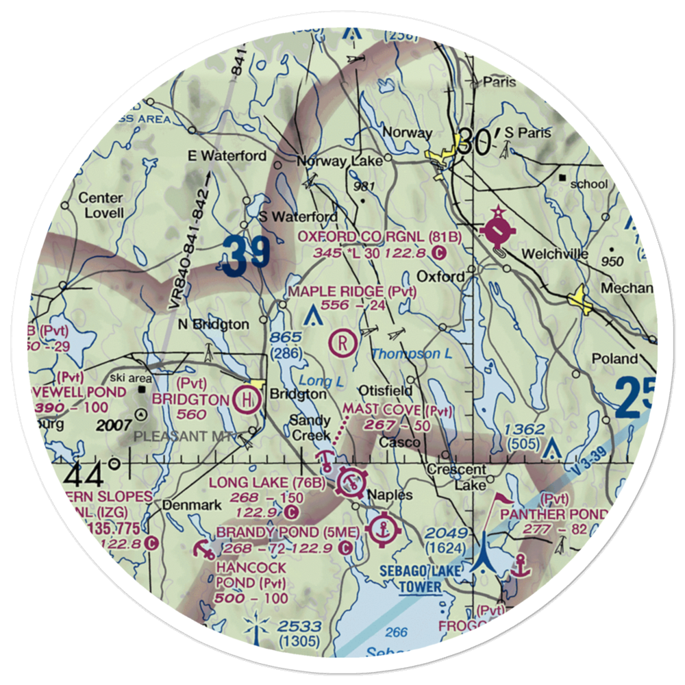 Maple Ridge Airport (03ME) VFR Sectional Sticker (30 mile) 