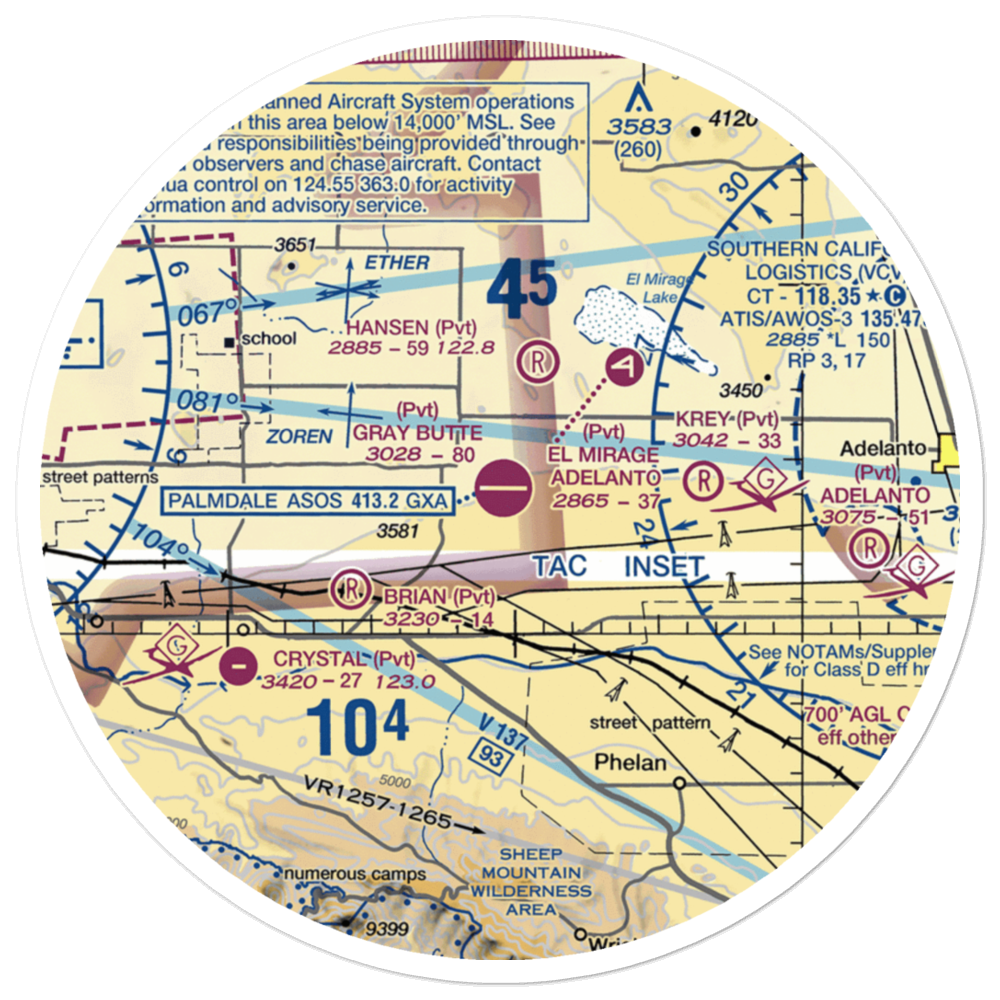 Gray Butte Field (04CA) VFR Sectional Sticker (30 mile) 