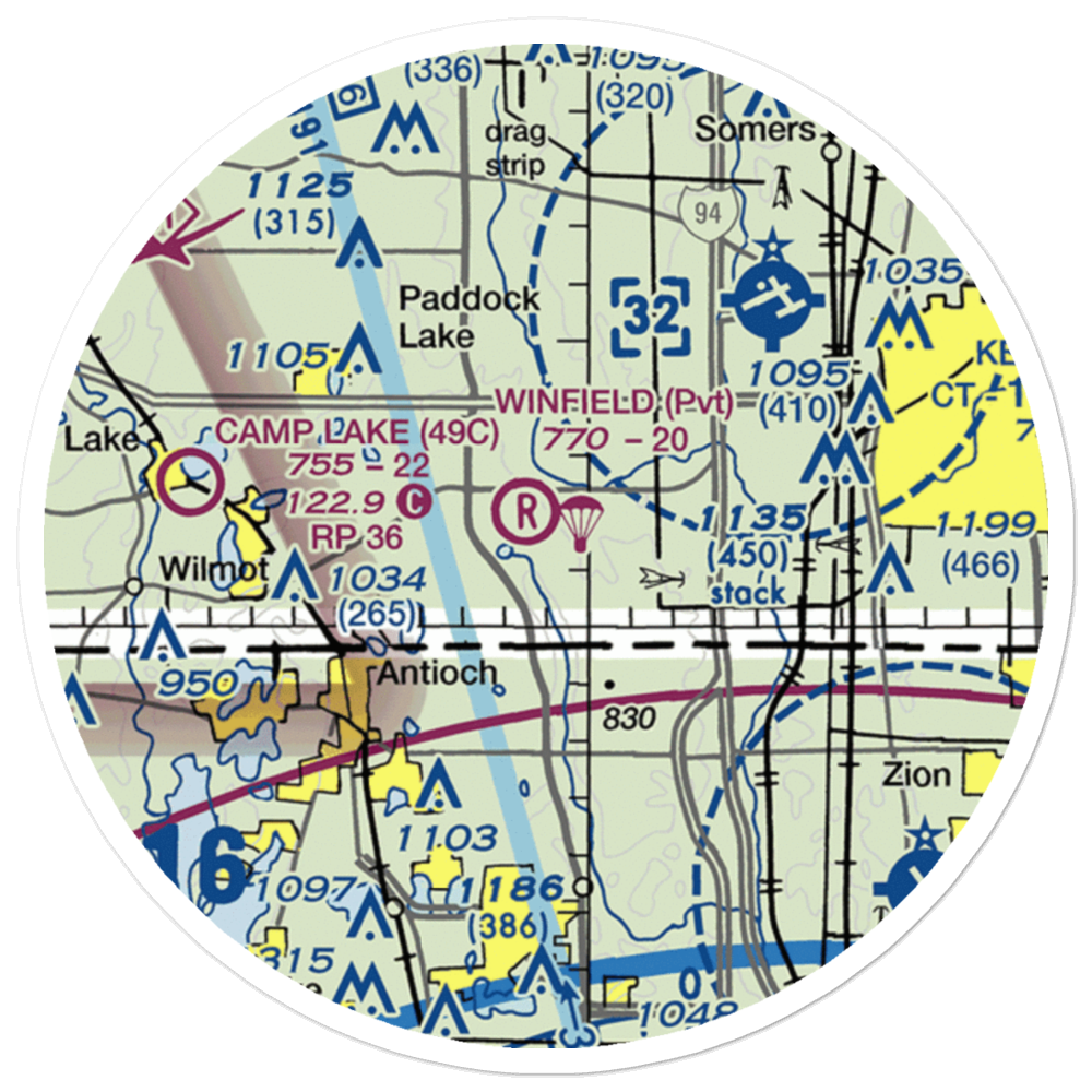 Dutch Gap Airstrip (04WI) VFR Sectional Sticker (20 mile) 