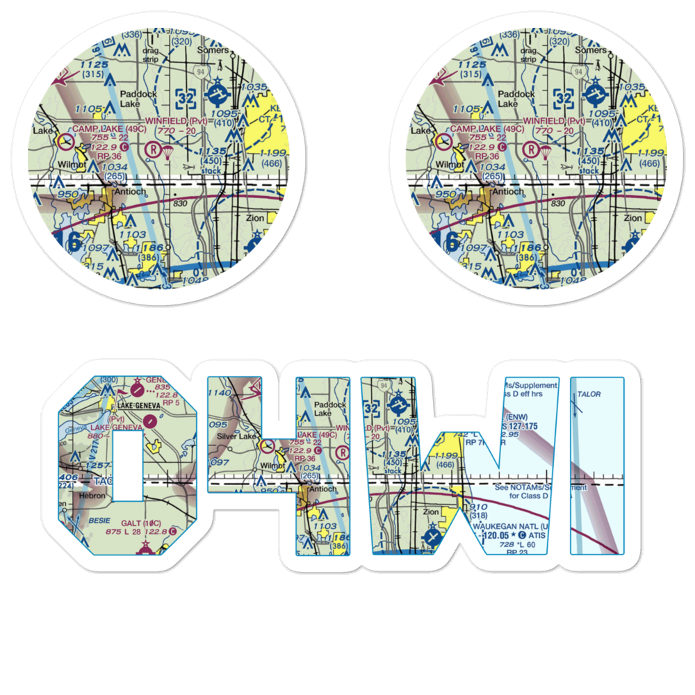 Dutch Gap Airstrip (04WI) VFR Sectional Sticker Pack 