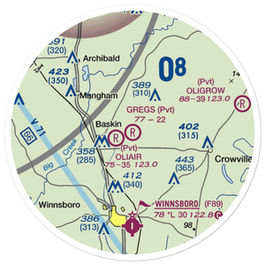 Greg's Flying Service Airport (05LA) VFR Sectional Sticker (20 mile)