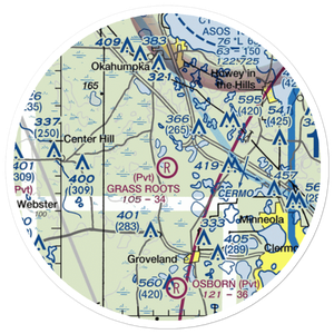 Grass Roots Airpark (06FD) VFR Sectional Sticker (20 mile)