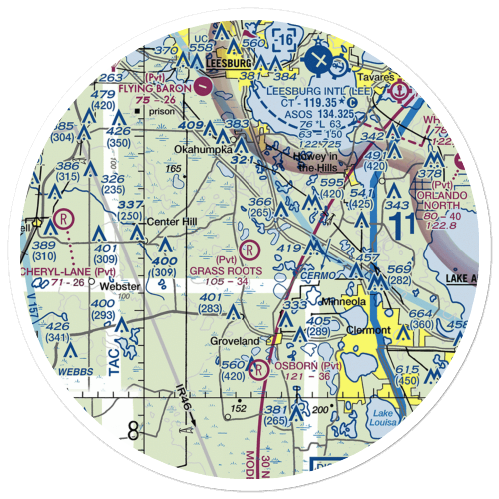 Grass Roots Airpark (06FD) VFR Sectional Sticker (30 mile) 