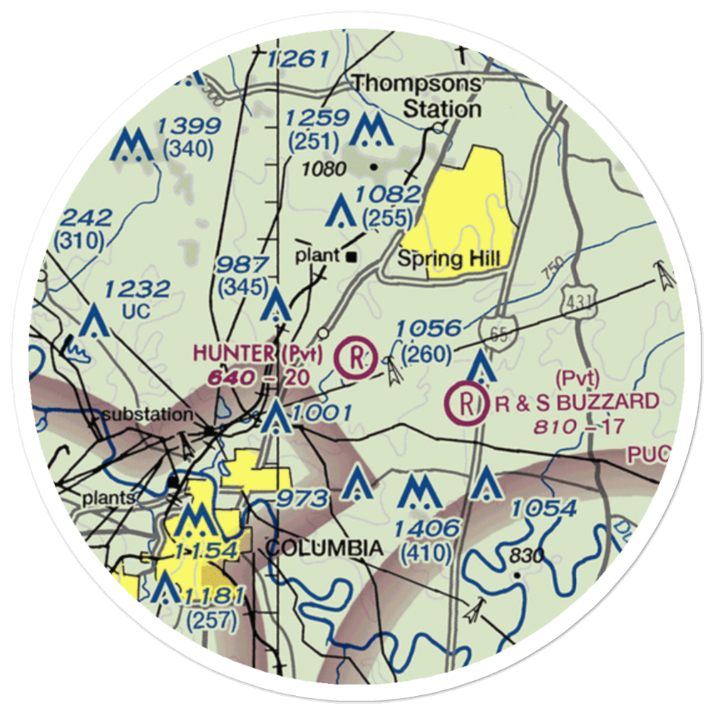 Hunter STOLport (06TN) VFR Sectional Sticker (20 mile) 