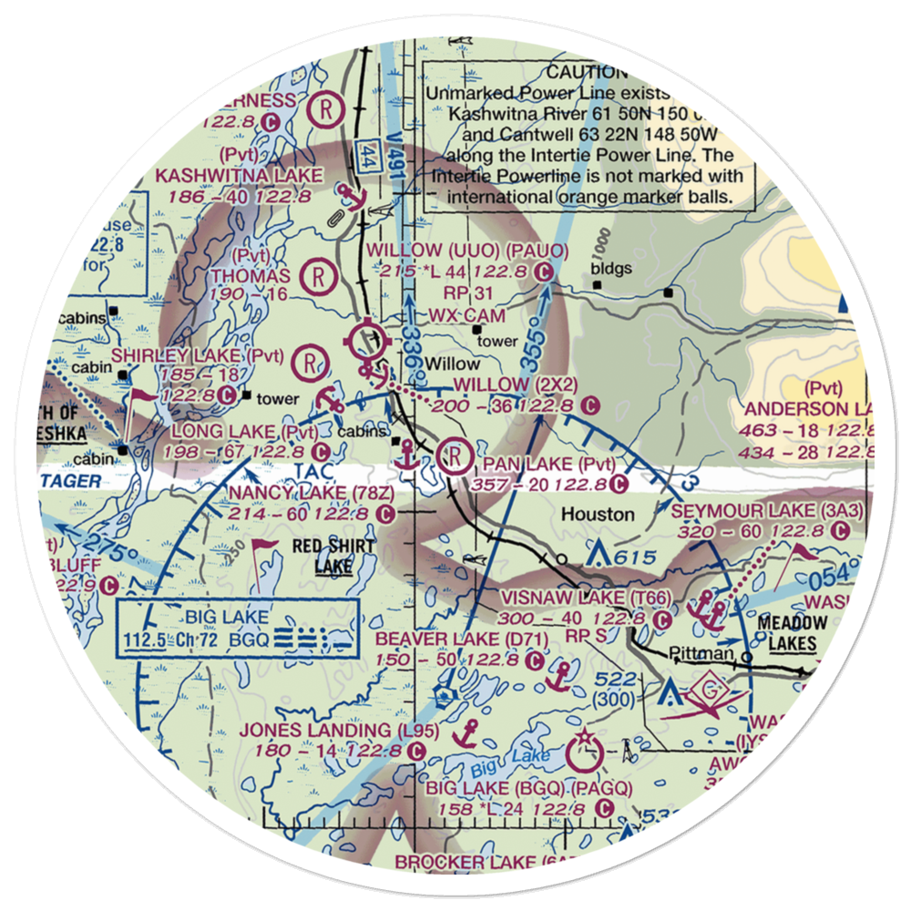 Pan Lake Strip Airport (07AA) VFR Sectional Sticker (30 mile) 