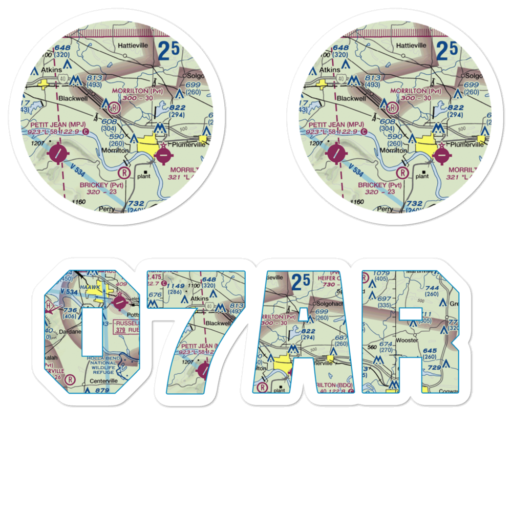 Morrilton Airport (07AR) VFR Sectional Sticker Pack 
