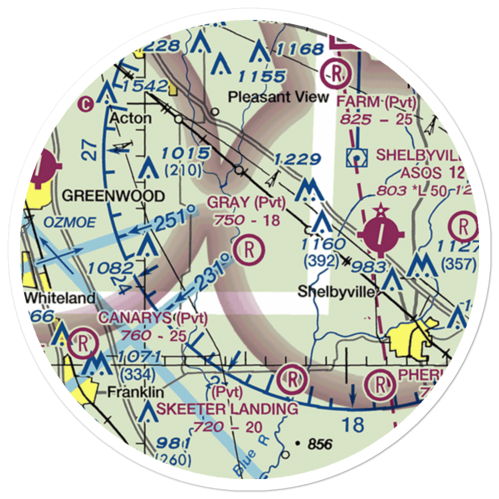 Gray Airport (07IN) VFR Sectional Sticker (20 mile) 