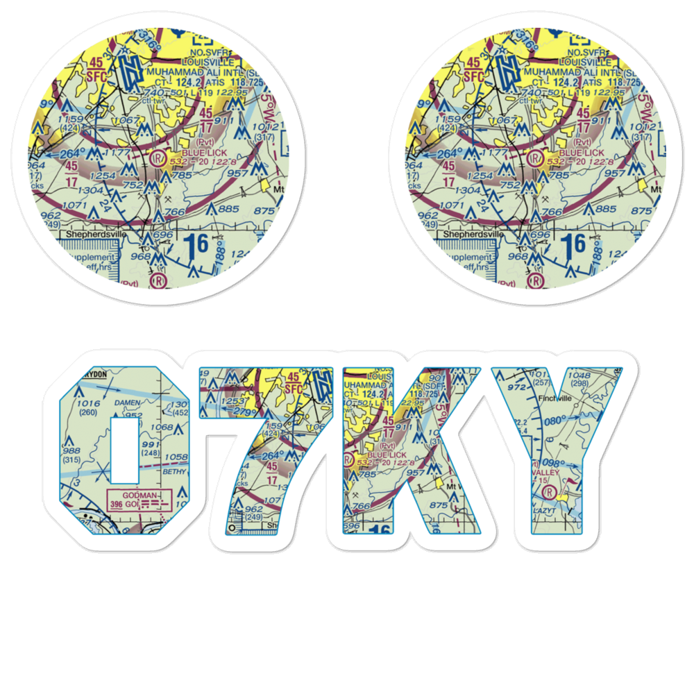 Blue Lick Airport (07KY) VFR Sectional Sticker Pack 
