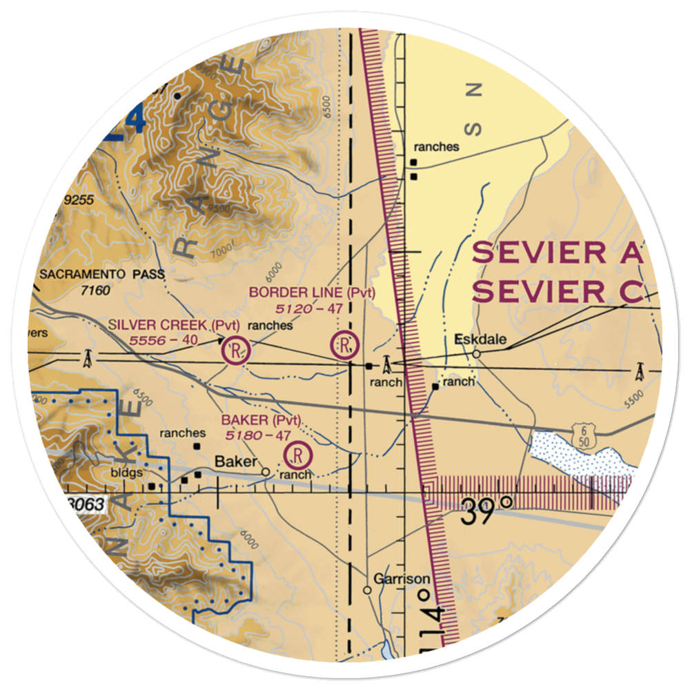 Border Line Farm Airport (07NV) VFR Sectional Sticker (30 mile) 