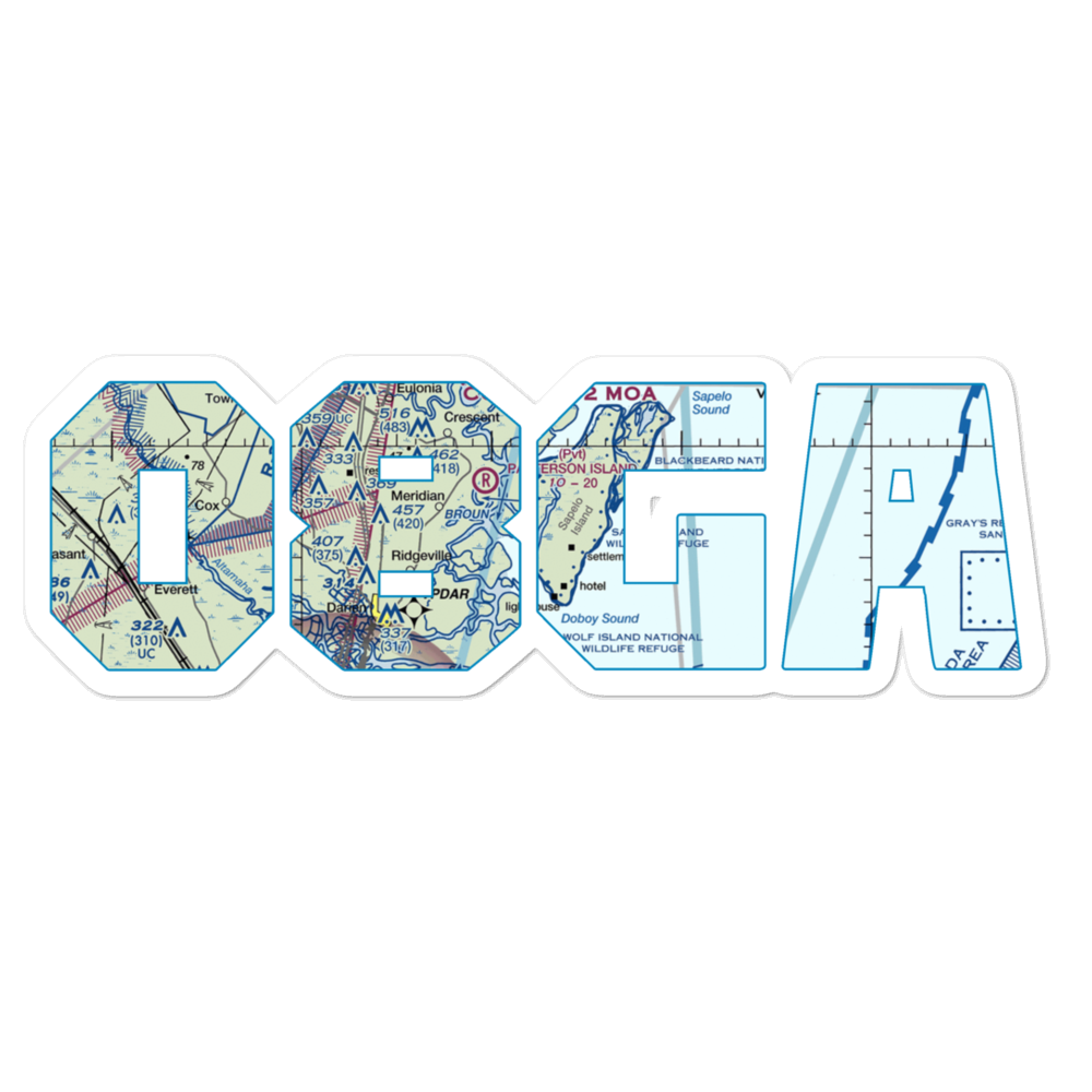 Sapelo Island Airport (08GA) VFR Sectional Sticker 