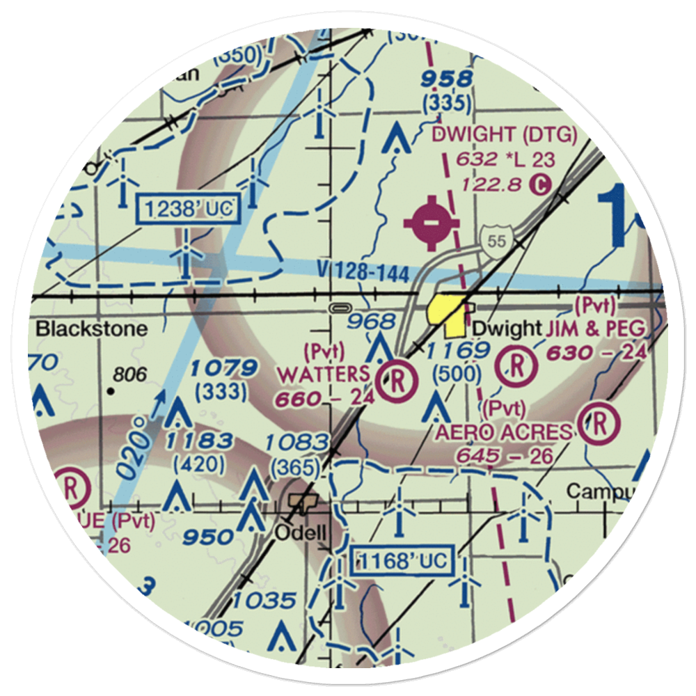 Sauer Airport (08LL) VFR Sectional Sticker (20 mile) 